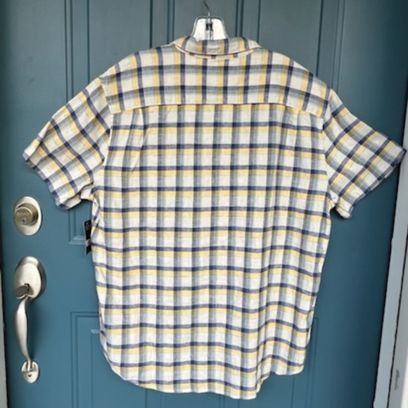 LUCKY BRAND LINEN SHORT SLEEVE PLAID SHIRT NWT SIZE LARGE - Picture 7 of 12